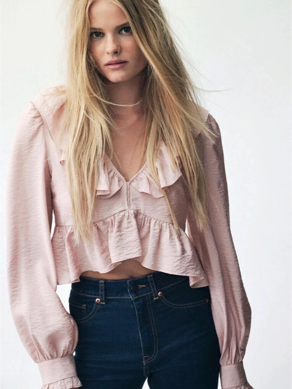 H&M Pink Ruffle Blouse Size S New Without Tags